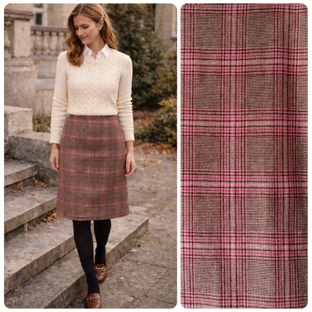 Talbots Wool Blend Glen Plaid Pencil Skirt Size 10 Classic Preppy Academia - Picture 15 of 15